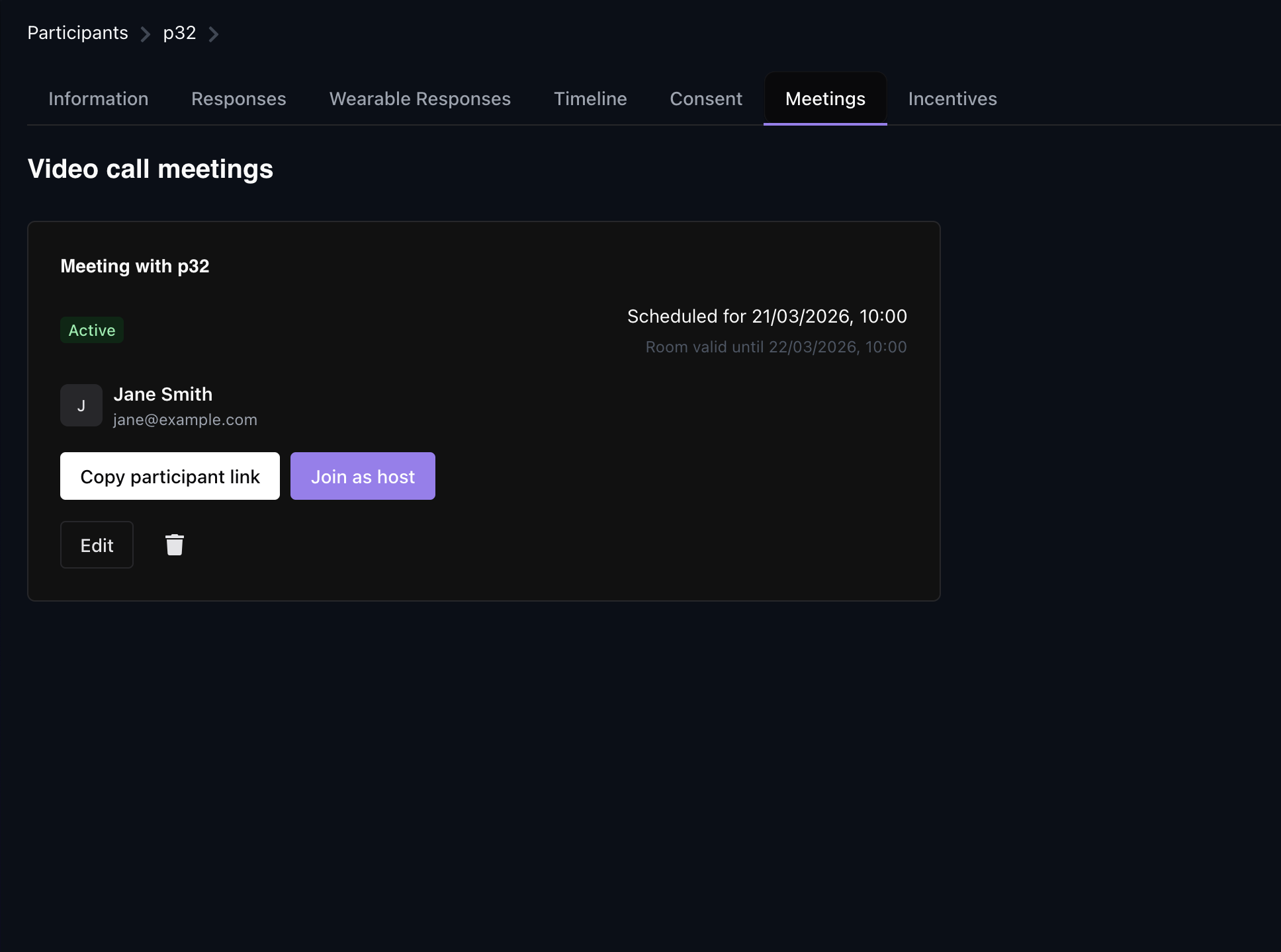 Meetings dashboard